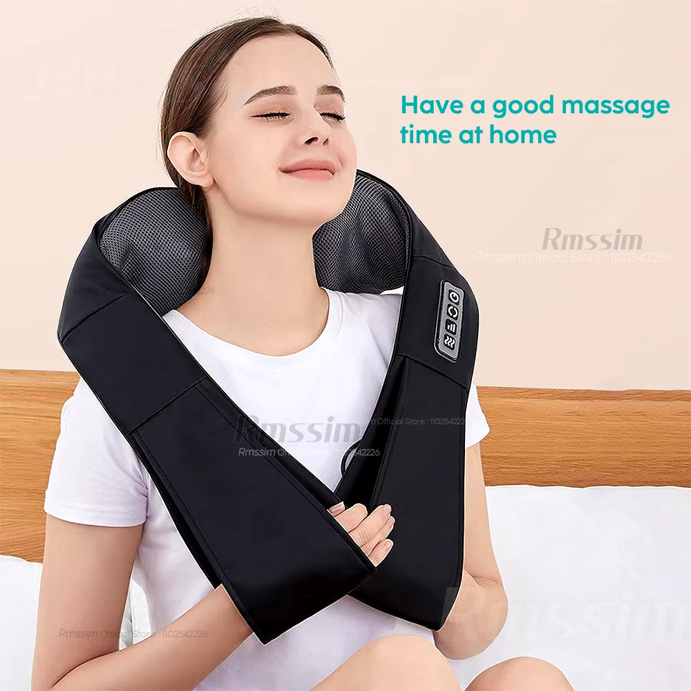 Shiatsu Neck and Shoulder Massager Heated Back Massager U Shape Deep Kneading Electric Massage Pillow for Neck Waist Leg Body